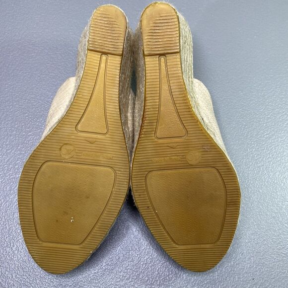 KANNA Suede Snake Embossed Espadrille Wedge Platform Mules Womens 40 9.5 Beige - Picture 8 of 12